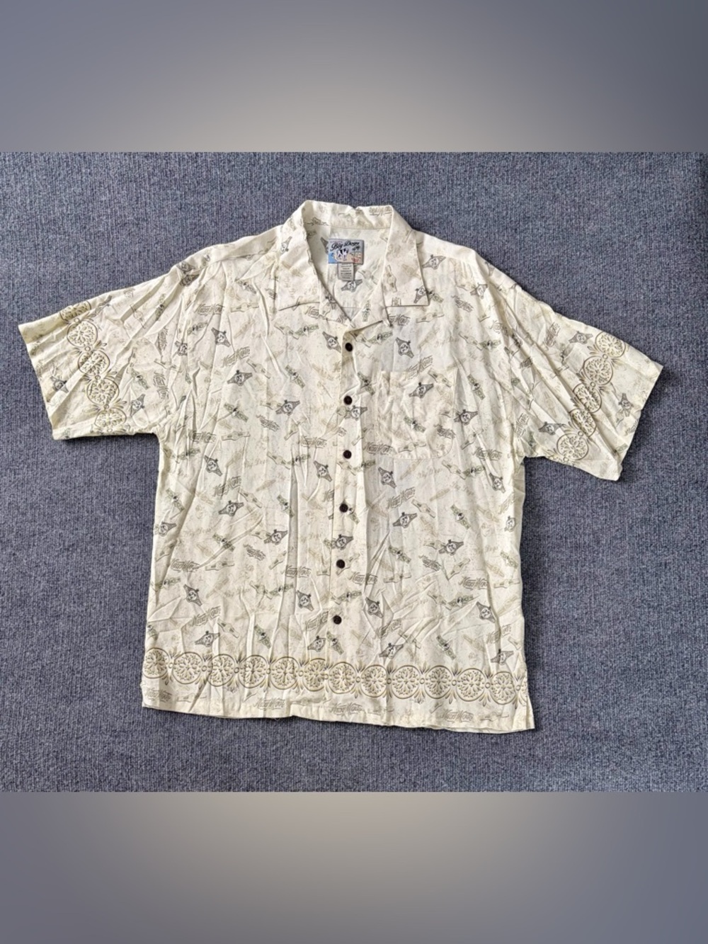 Big Dogs Cigar Company Hawaiian Shirt XL Rayon Camp Button Up Graphic